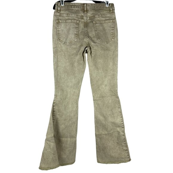 Blue B Collection Womens Tan Bell-Bottom Jeans With Frayed Hem Size S - Picture 2 of 8